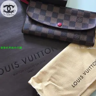 二手精品 Louis Vuitton LV N63544 棋盤格 法國製 長夾 附證 紅釦 發財包 皮夾