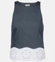 [Staud] Staud Parma pleated linen-blend tube top AU 8 white