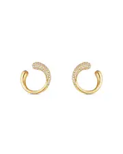 Georg Jensen 18K Yellow Gold Pave Diamond Mercy Stud Earrings