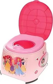 Disney Princess 3-in-1 Potty Training System for Toilet Training Kids, Multi-Stage Potty Training - Floor Potty, Detachable Potty Ring, Step Stool | Toilet Seat for Kids and Toddlers