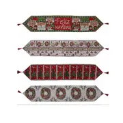 Tablecloths Christmas Runner Flag Decoration Santa Claus Wreath Tree Reindeer Table Runners