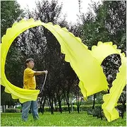 Dragon Dance Silk 8m/10m Colored Silk Fitness Streamers Ribbons Dance Dragon Telescopic Pole Chinese New Year Dance Dragon for Outdoor (Color : Yellow, Size : 10m)