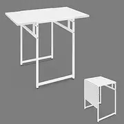 Drop Leaf Small Dining Table Folding Side Desk Foldable Computer Desk for Home Living Room Bedroom Kitchen Office Cafe Restaurant, White