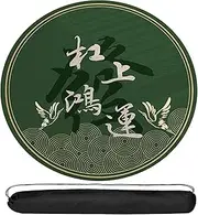 Round Leather Mahjong Table Mat for Mahjong Poker Card Games with Carrying Bag(Green,43.3X43.3)