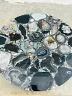 15 inche round Black Agate table, Handmade Black Coffee Table, Dark Black Agate