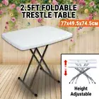 Foldable Trestle Table Height Adjustable Portable Picnic BBQ Camping Party Carav