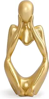 [INNOLITES] Resin Statue Thinker Style Decoration Abstract Sculptures Collectible Figurines for Home Decor Modern Office Shelf Desktop (Gold-Focus)