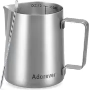 Milk Frothing Pitcher, 12Oz Stainless Steel Milk Frother Cup Steaming Pitcher, C