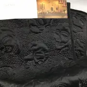 Shabby Chic Halloween Skull Black Velvet Table Runner Quilted Decor Skeleton 72"