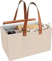 Utility Tote Bag, 14x8x9 Large Capacity Felt Utility Tote with Handles and Pockets, Reusable Multi-Functional Large Utility Tote for Picnic, Beach and Home-