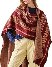 [Alpaca Origins] Paracas Ruana, Baby Alpaca Wool Fiber Poncho, Soft and Luxurious Shawl Fashion Cloak Wraps Handmade Ruanas for Women & Men, Multicolor, Large