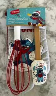 Stitch Snow Angel Christmas Holiday 3 Piece Baking Set Oven Mitt, Spatula, Whisk