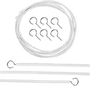 Levemolo 2 Sets Curtain Wire Kit with Coated Finish Includes Screw Eyes Hooks for Easy Installation for Balcony Bathroom Bay Window Multipurpose Curtain Hanging