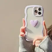 LIUJINCAN Compatible with iPhone XR Case - Lovely 3D Heart Shaped Colorful Wave Side - Reinforced Corners Shockproof - Scratch Resistant Cute Clear Bumper Case for Women and Girls (Purple, XR)
