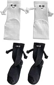 [Generic] Funny Magnetic Suction 3D Doll Couple Socks,Couple Holding Hands Socks,Cute Friendship Socks with S-miley Face for Women Men