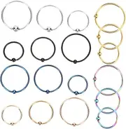 [Didiseaon] 18Pcs Women Nose Studs and Rings Multi Colored Body Piercing Jewelry Comfortable and Skin Friendly Steel for Special Occasions and Gifting