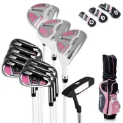 Costway 11Pcs Women's Complete Golf Club Package Set Right Handed Pink