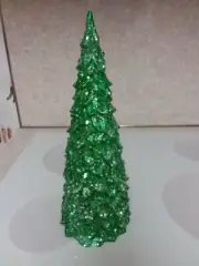 Beautiful 14" Green and White Color Changing Light Up Resin Christmas Tree
