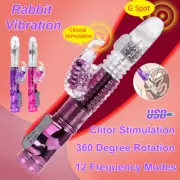 2025 Telescopic Rabbit Vibrator Clitoris Stimulator Massager G-Spot Sex Toy AU