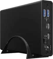 ICY BOX USB-C Hard Drive Enclosure with USB HUB for 2.5 Inch & 3.5 Inch SSD/HDD, USB 3.2 (Gen 2), 10 Gbps, 1 x USB-C, 2 x USB-A, Stand, Aluminium, Black