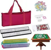 US Mahjong Tiles, 166 Tiles Mahjong Game Set, Complete Rulers Dices Beautiful Portable Size Mah Jongg Play for Home Learning Playing Seniors Beginners Adults