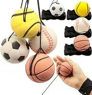 4 PCS Wrist Return Ball 1.85 Inches Rebound Ball (Basketball, Baseball, Soccer, Tennis) tractable Ball Rubber Sport Ball with String Elastic String Ball Wrist for Teens Adults Wrist Exercise Play