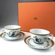 Hermes Tucan Cup Saucer Pair