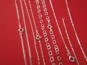 lot of 4 sterling silver chains necklaces real solid silver chains