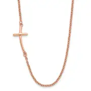Sterling Silver Rg-Plated Large Off-Set Sideways Curved Cross Necklace
