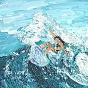 Surfer Girl Fabric Quilt Panel Surf Hawaiian Ocean Surfing Square~ Painted Waves
