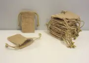 9 NEW BURLAP JUTE SACKS WITH DRAWSTRINGS 3" BY 5" WEDDING PARTY FAVOR BAGS SACK