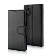 ZUSLAB Case for OPPO A17 Hanman Leather Wallet Card Holder Cover - Black