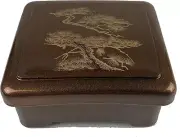 Bento Box Unagi Don Gold Pine Box Lacquered Made in Japan 4121