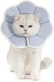 Avont Soft Cat Recovery Cone Collar, Adjustable Cat Elizabethan Collar for Cats and Small Dogs, Comfortable Cone to Stop Licking After Surgery, Lightweight Twill Fabric E-Collar -Grey(M)