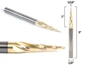 1/16" Tapered Ballnose ZRN Coated CNC Router Bit - 1/4" Shank - Yonico 37412-SC