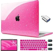 CISSOOK Sparkly Glitter Rose Pink Case for MacBook Pro 14 inch Case M4 M3 M2 M1 Chip 2025 2024 2023 2022 2021 Release Model A3112 A3185 A3401 / A2918 A2992 / A2779 / A2442 M1 Pro/Max Chip