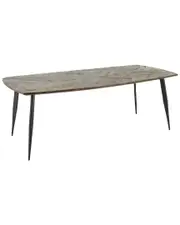 Peyton Lane Teak Modern Live Edge Dining Table with Metal Legs