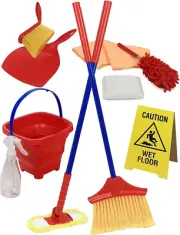 Pretend Play Housekeeping Kids Cleaning Set for Toddlers, Includes Broom, Dustpa