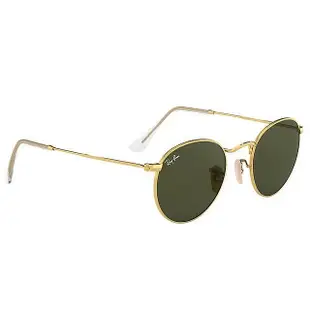 【原廠公司貨】Ray Ban 雷朋 經典復古圓框太陽眼鏡 RB3447 001 53mm 金框G15抗UV墨綠鏡片