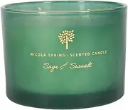Nicola Spring Sage & Seasalt Scented Candle - 350g - Natural Soy Wax 38 Hour Burning Time Large Candles Relaxing Fragrance Gift Set Aromatherapy Candle