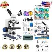 Educational Microscope for Home & School: High Magnification with LED Lights
