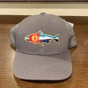 Colorado Fly & Mountains Hat Cap Adult Snap Back Rep Your Water Fishing Brown