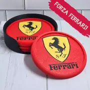 Ferrari Coaster Set with Carbon Fiber Reinforced Holder | Ferrari F1 Fan Gift