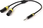ROBAUN 1PC Audio Cable TS to XLR Y-Splitter 6.5mm TS Male to Dual XLR Male/Female for Microphone Cables Aluminum Metal Shel(Z01-D1001MX2-BKYE,0.29m)