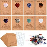 40 Sets Pocket Hug Tokens with Hug Cards, Heart Shaped Natural Stones Bulk Greeting Card Holiday Exchange Gift Souvenir for Family Friend Colleague Social Farewell Inspirational Gift (Multi-Color)