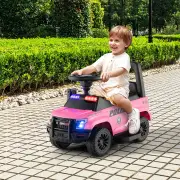 CostwayKids Ride On Police Car with Real Megaphone and Headlights-Pink