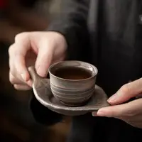 在飛比找ETMall東森購物網優惠-粗陶鎏金杯墊茶杯托 復古創意隔熱墊功夫茶具套裝茶杯墊茶道配件