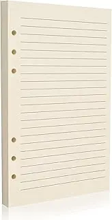 Imslery A5 6-Hole Lined Refill Paper – 80 Sheets, 100GSM, Beige Notebook Refill – Fits A5 6-Ring Binders for Office, School & Home Use