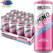 Amino Energy & Electrolyte Drink, Watermelon, Sparkling, 12 Pack