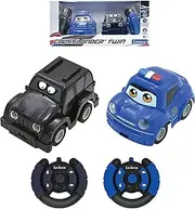 Lexibook, Crosslander® Twin, Set of 2 Radio Controlled Cars (Police Car, Thieves Car), up to 12 km/h, Sound and Light Effects, 2 Remote Controls, Black/Blue, RC12